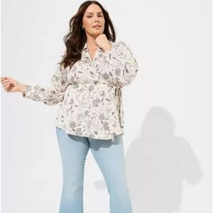 Paisley Faux Wrap Blouse